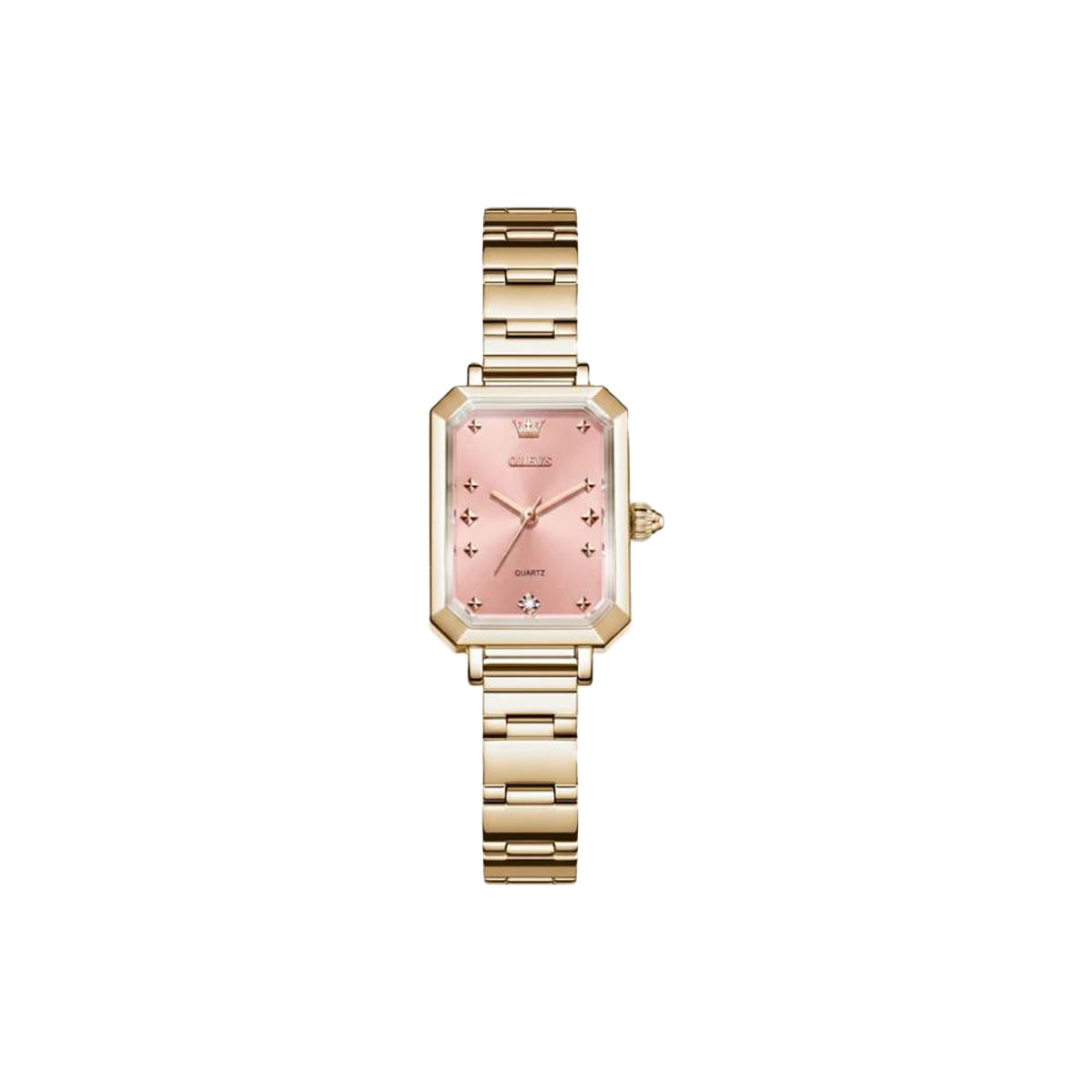 OLEVS 5660 Women’s Elegant Quartz Watch Golden Pink– Stainless Steel Bracelet Ladies Analog Wristwatch