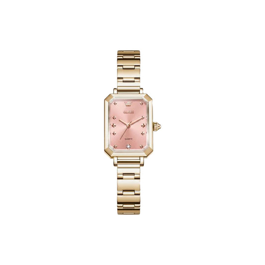 OLEVS 5660 Women’s Elegant Quartz Watch Golden Pink– Stainless Steel Bracelet Ladies Analog Wristwatch