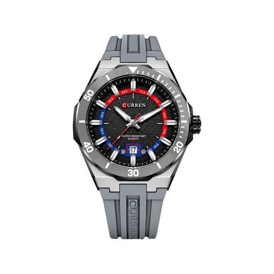 CURREN 8491 Men's Quartz Watch Grey – Stylish Silicone Strap