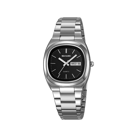 SKMEI 2420 Men’s Quartz Watch Silver Black– Day Date, Stainless Steel Bracelet