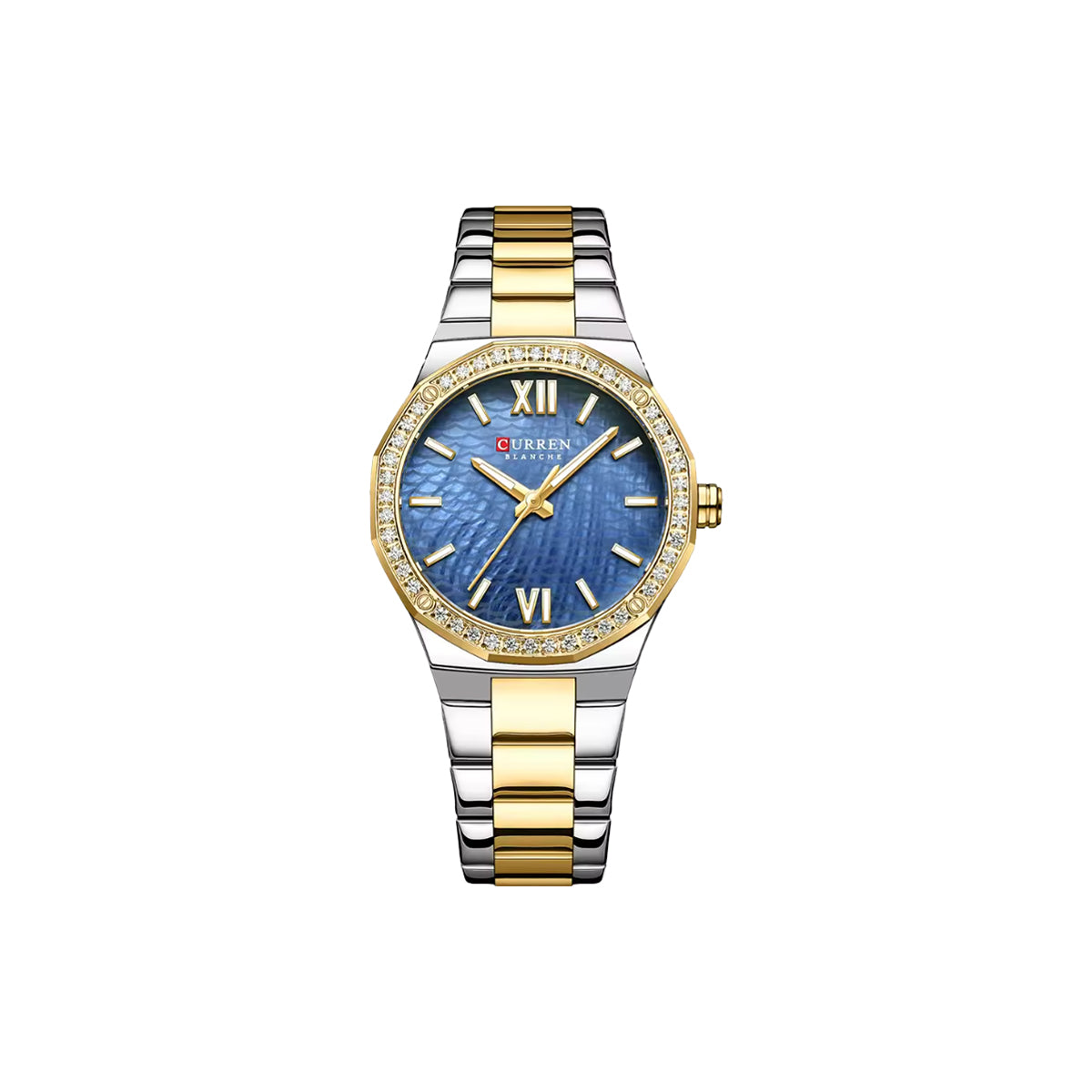 CURREN 9103 Women’s Elegant Quartz Watch Gold Blue – Oval Case, Luminous Hands & Stainless Steel Bracelet