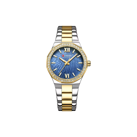 CURREN 9103 Women’s Elegant Quartz Watch Gold Blue – Oval Case, Luminous Hands & Stainless Steel Bracelet