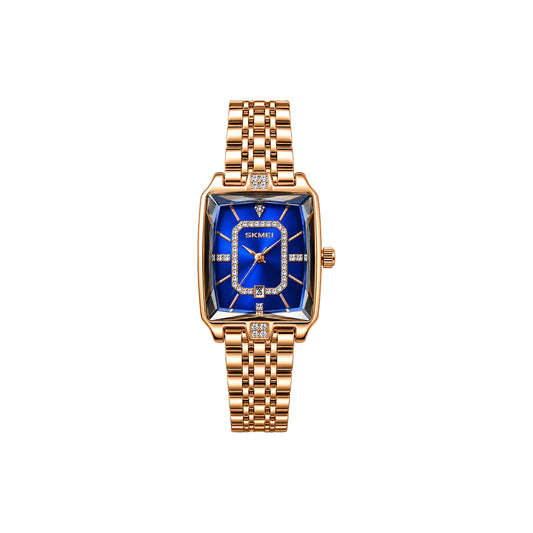 SKMEI 2781 Women’s Elegant Quartz Watch Blue Dial– Stainless Steel Bracelet, Date Display