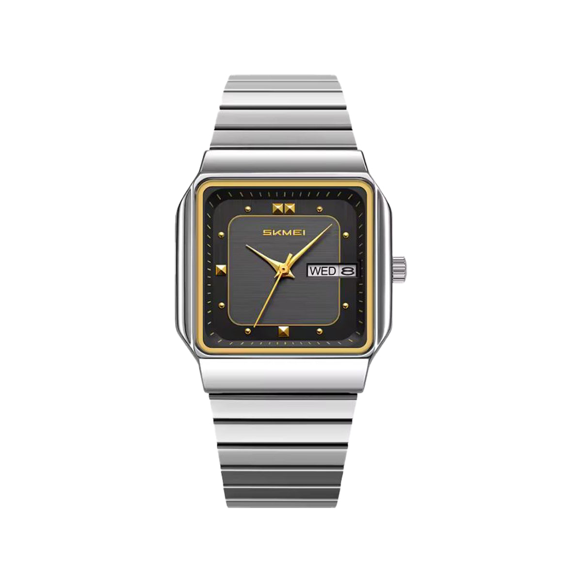 SKMEI 9414 Men’s Square Quartz Watch Black– Date Display & Retro Business Design