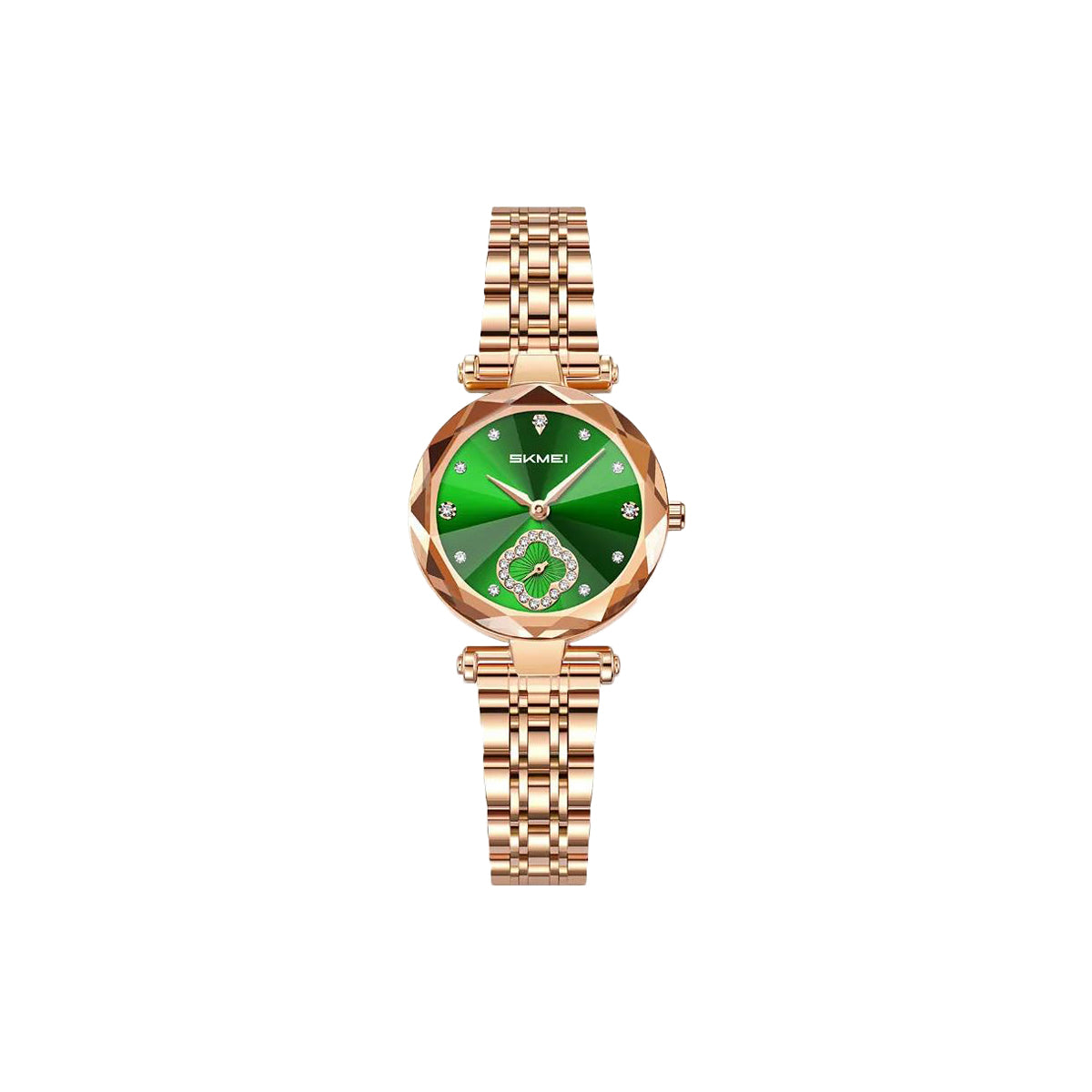 SKMEI 2718 Women’s Elegant Quartz Watch Green Dial– Stainless Steel Band, 30M Waterproof Ladies Dress Watch