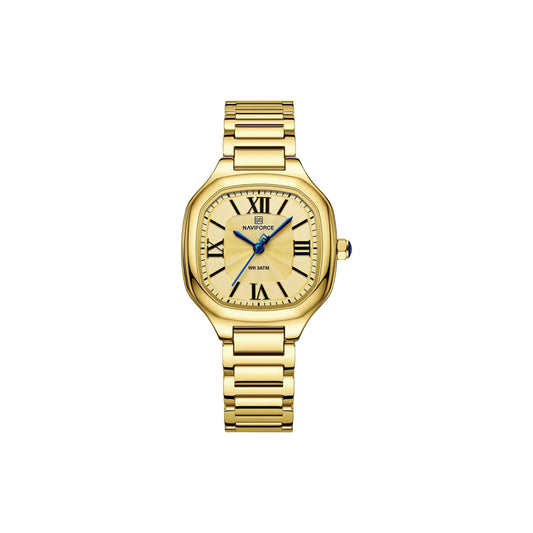 NAVIFORCE 5042 Women’s Square Quartz Watch Golden – Stainless Steel Bracelet