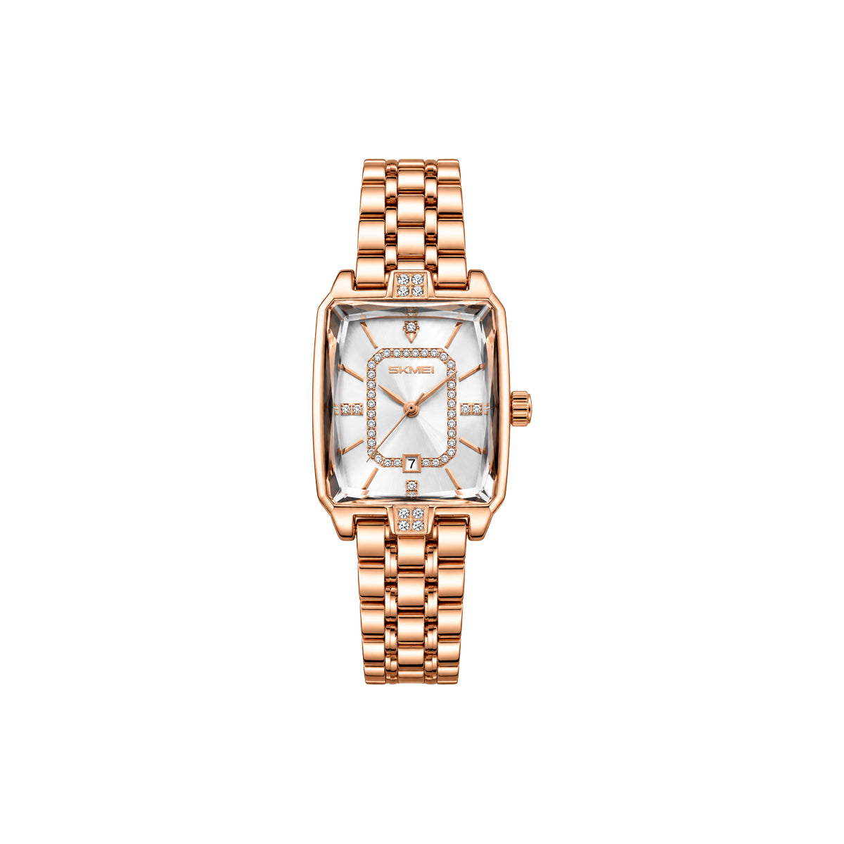 SKMEI 2781 Women’s Elegant Quartz Watch White Dial– Stainless Steel Bracelet, Date Display