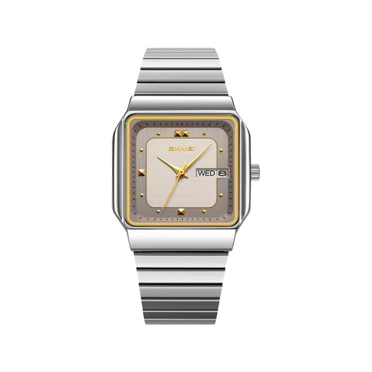 SKMEI 9414 Men’s Square Quartz Watch Gray– Date Display & Retro Business Design