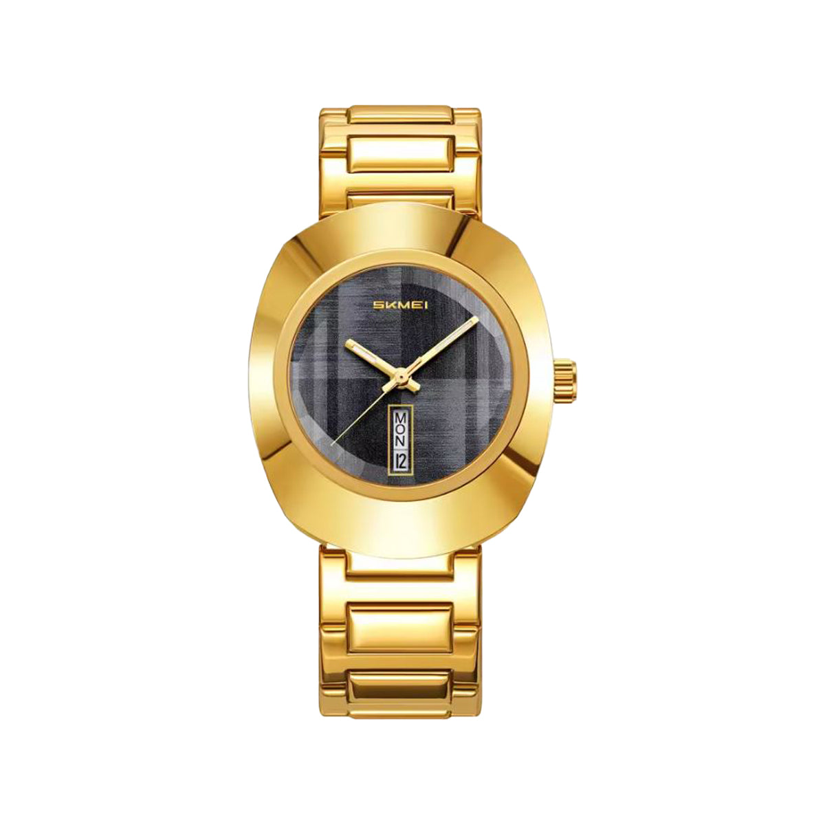 SKMEI 9410 Men’s Retro Oval Quartz Watch Golden Black– Day Date