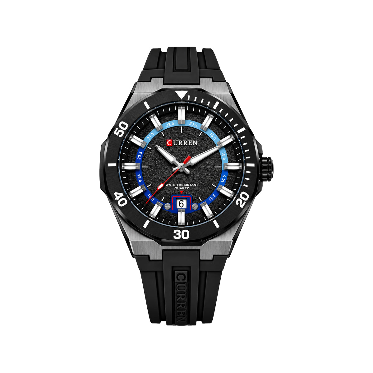CURREN 8491 Men's Quartz Watch Black – Stylish Silicone Strap