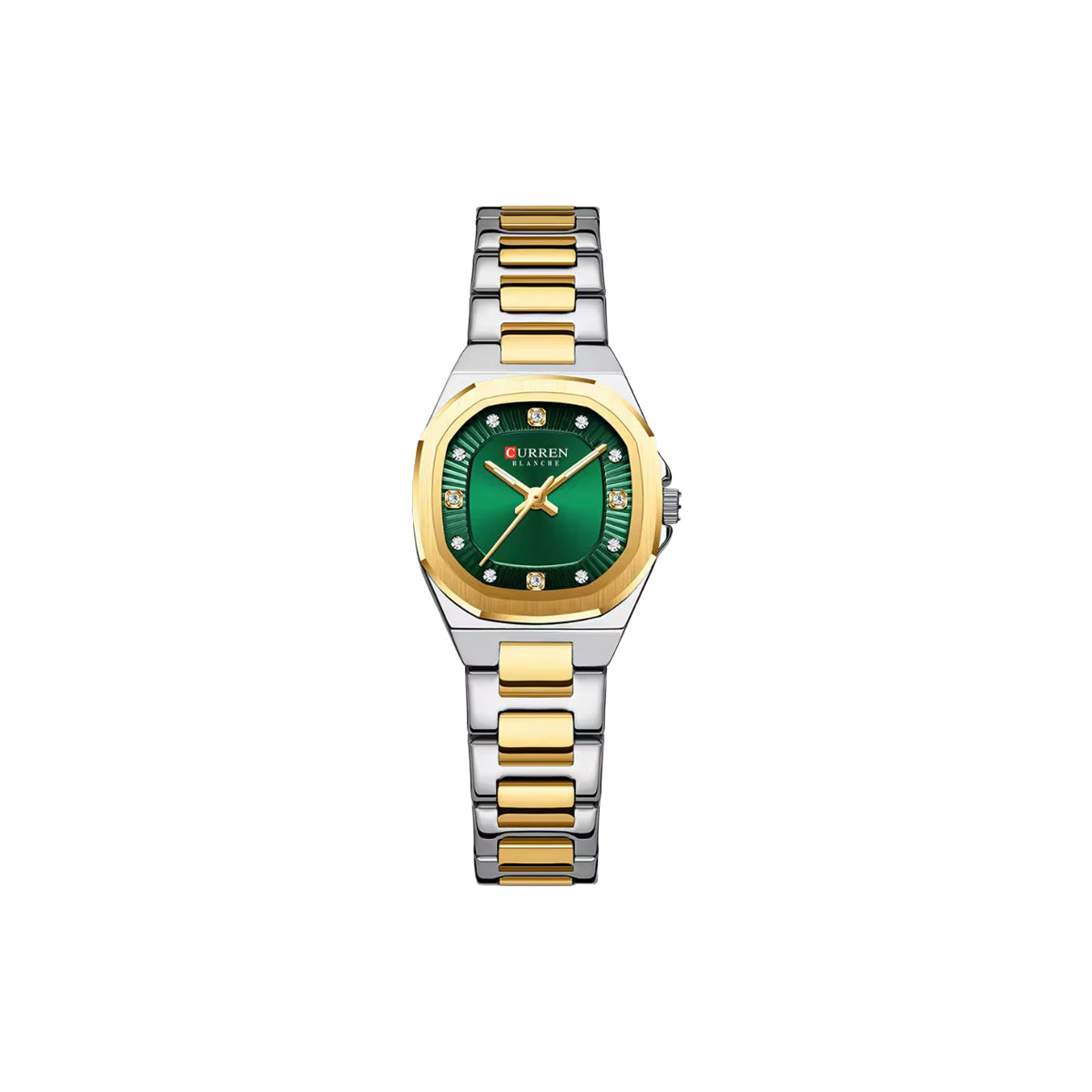 CURREN 9104 Women’s Luxury Quartz Watch Green– 25mm Dial, Luminous Hands & Stainless Steel Bracelet