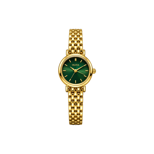 OLIYA Elegant Ladies Gold Watch – Green Dial & Classic Bracelet