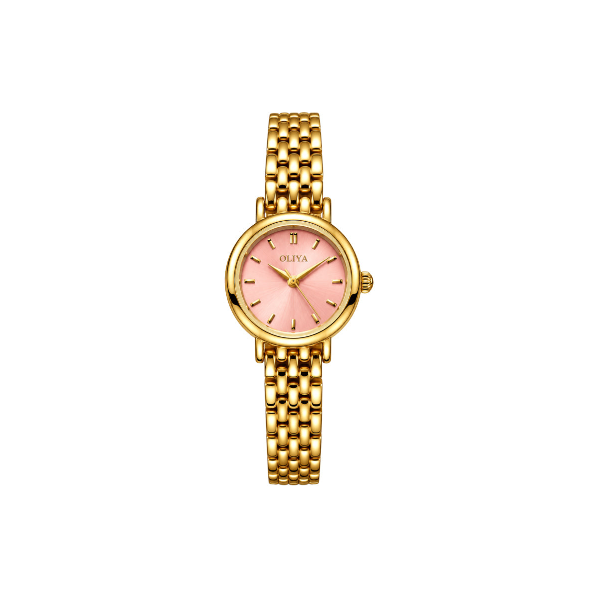 OLIYA Elegant Ladies Gold Watch – Pink Dial & Classic Bracelet