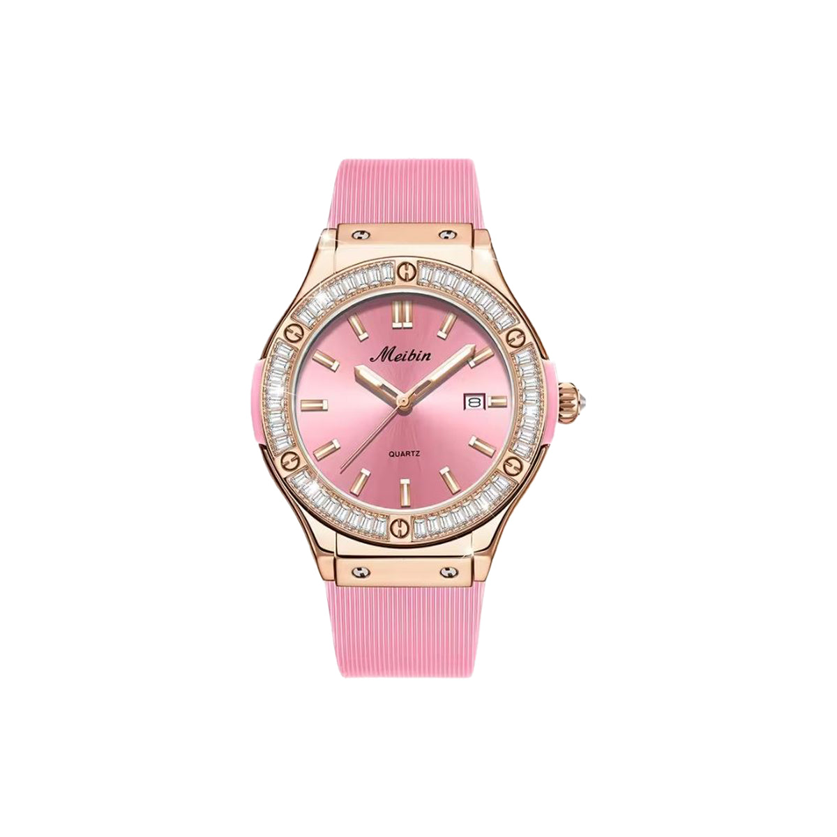 MEIBIN 1719 Women's Fashion Large Dial Silicone Strap Quartz Watch | Waterproof Casual Ladies Wristwatch