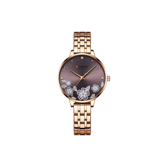 Curren 9068 Rose Coper– Women's Quartz Watch with Stainless Steel Mesh Band
