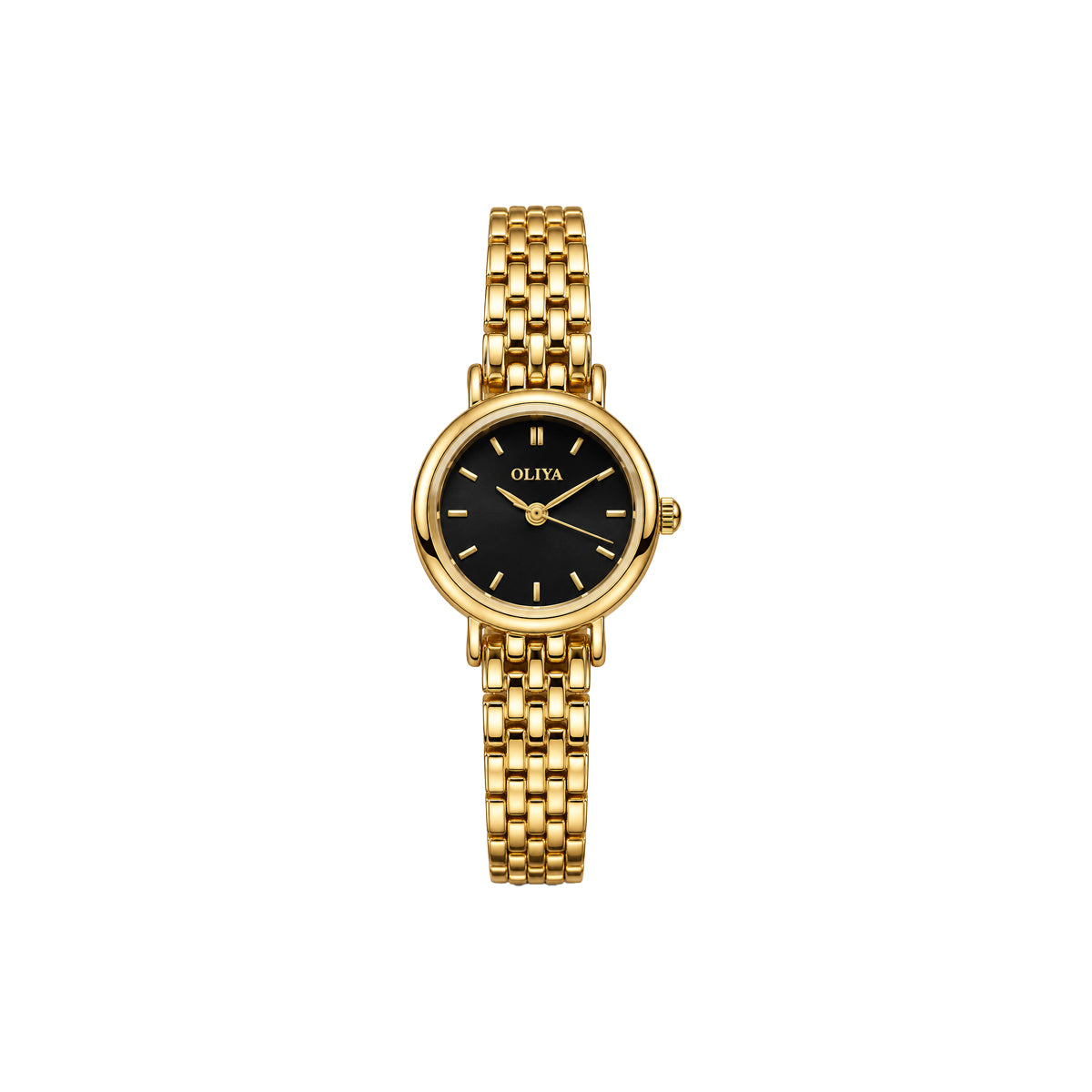 OLIYA Elegant Ladies Gold Watch – Black Dial & Classic Bracelet