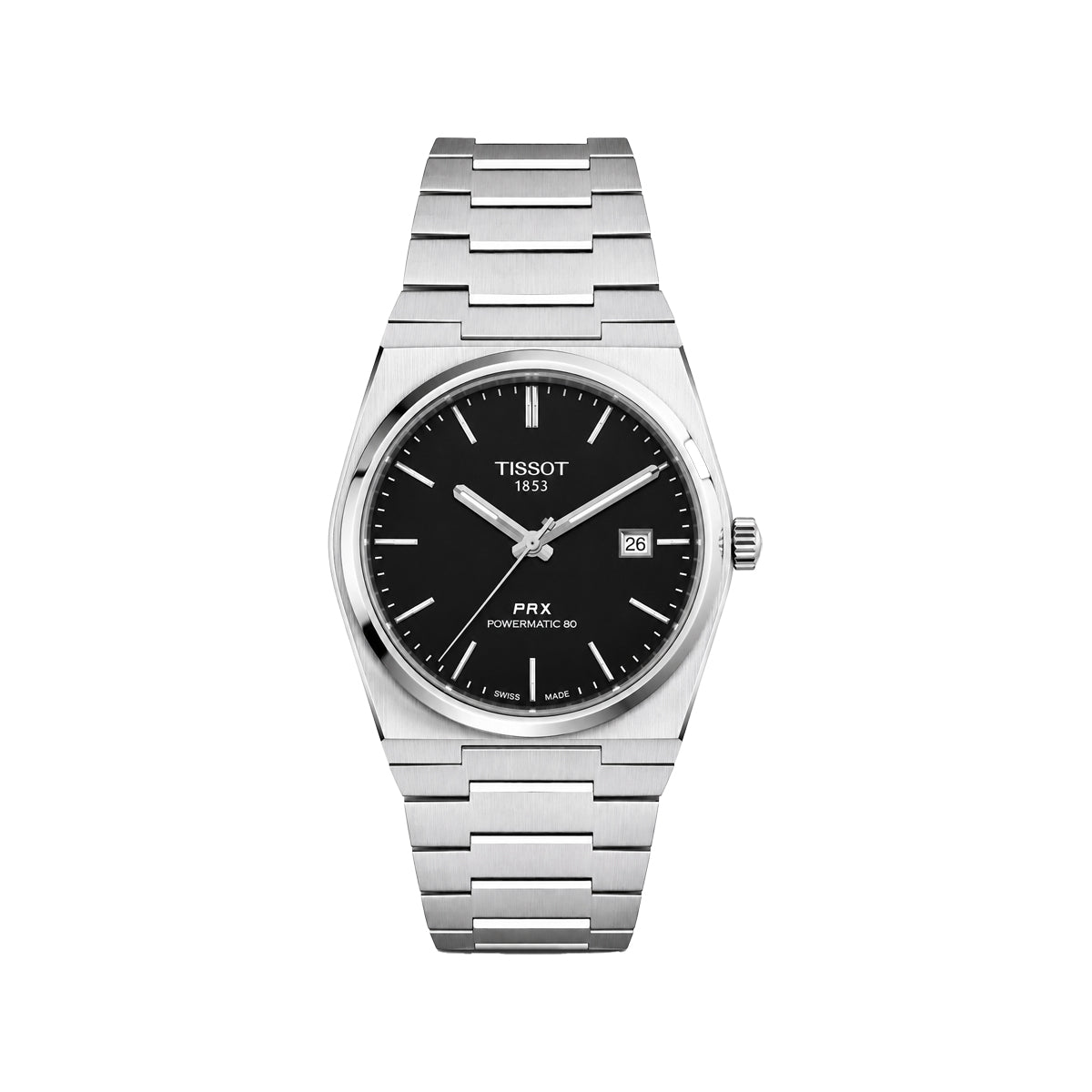 Tissot PRX 1853 Men’s Watch – Black Dial & Stainless Steel Chain Strap