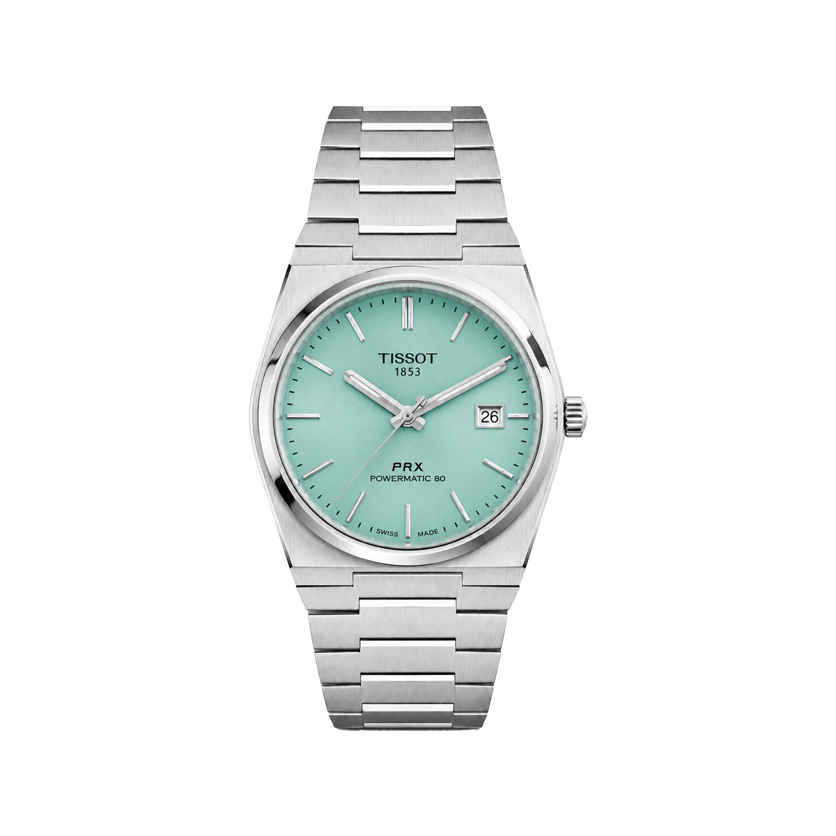 Tissot PRX 1853 Men’s Watch – Tiffany Blue Dial & Stainless Steel Chain Strap