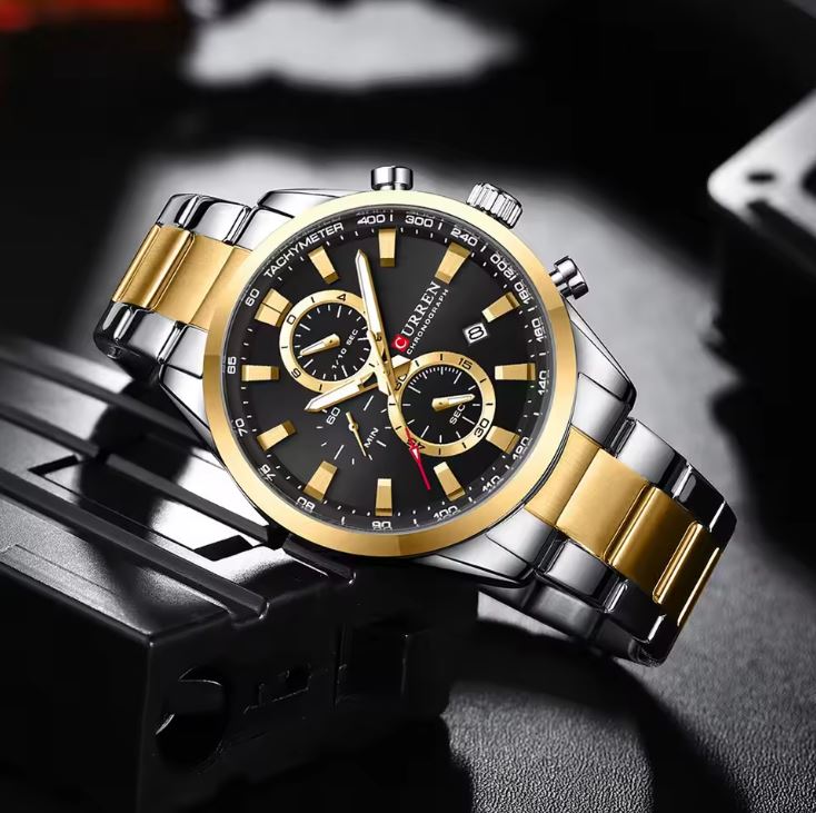 Curren 8445 Chronograph Stopwatch Function Sub-dials Detail