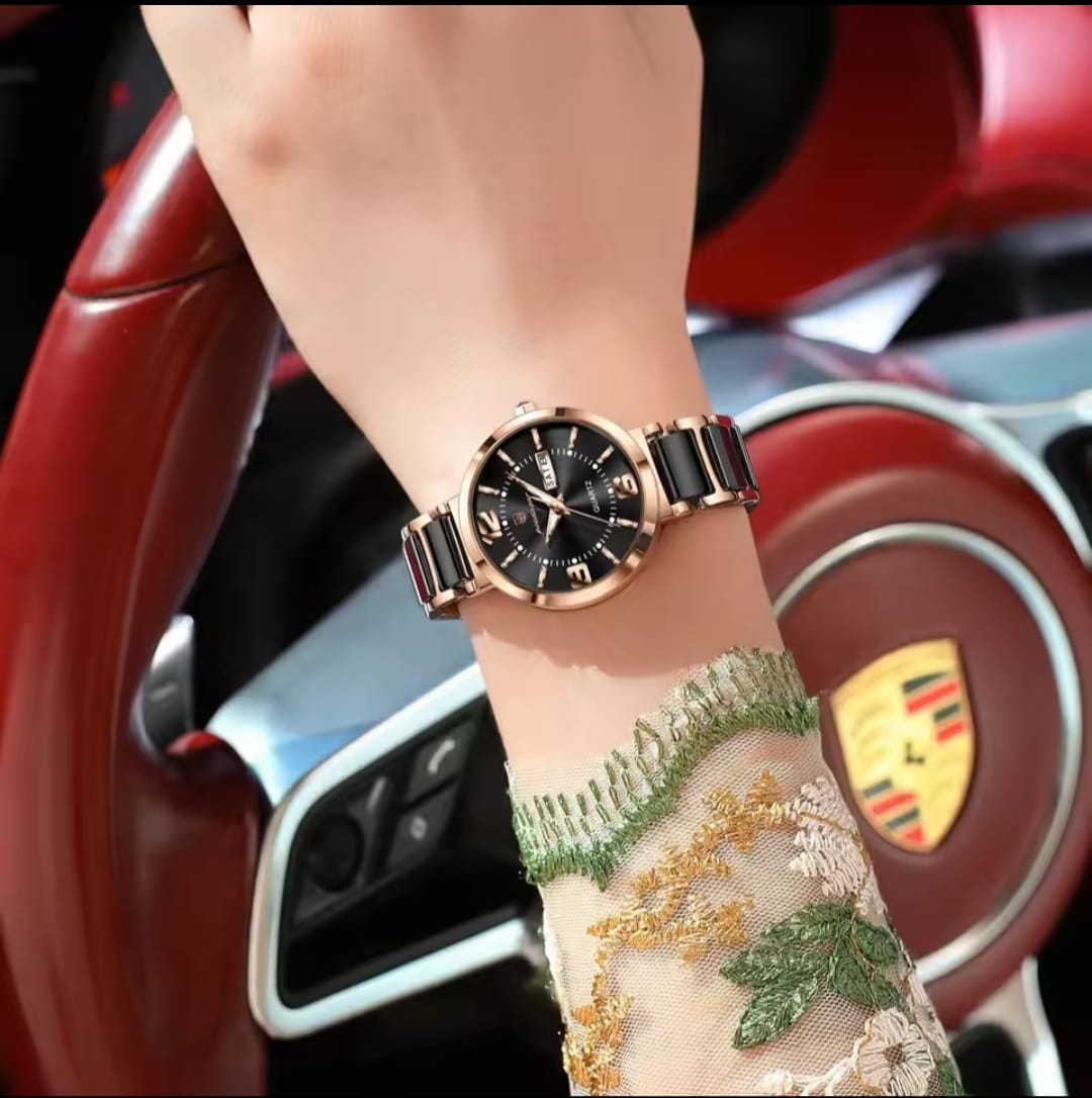 POEDAGAR 507 Women’s Elegant Quartz Watch Black– Day Date, Luminous.
