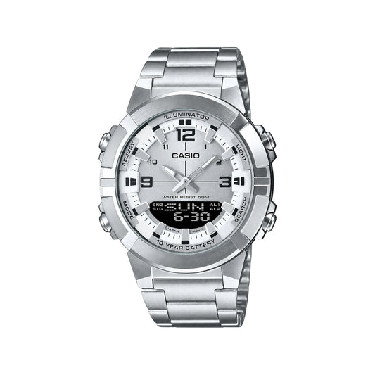 Casio 870DA Analog-Digital Stainless Steel Quartz Watch – Silver Dial Silver Bracelet