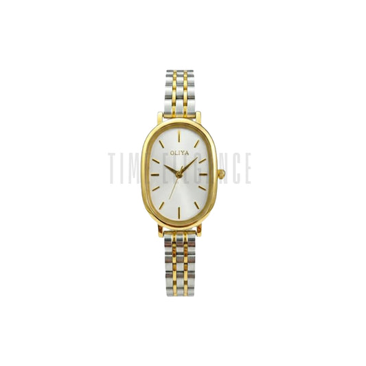 OLIYA 2015 Women’s Oval Quartz Watch White Dial – Classic Stainless Steel Fashion Wristwatch