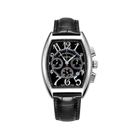 Franck Muller V45 Curvex Chronograph Men’s Watch – Black Dial & Black Leather Strap