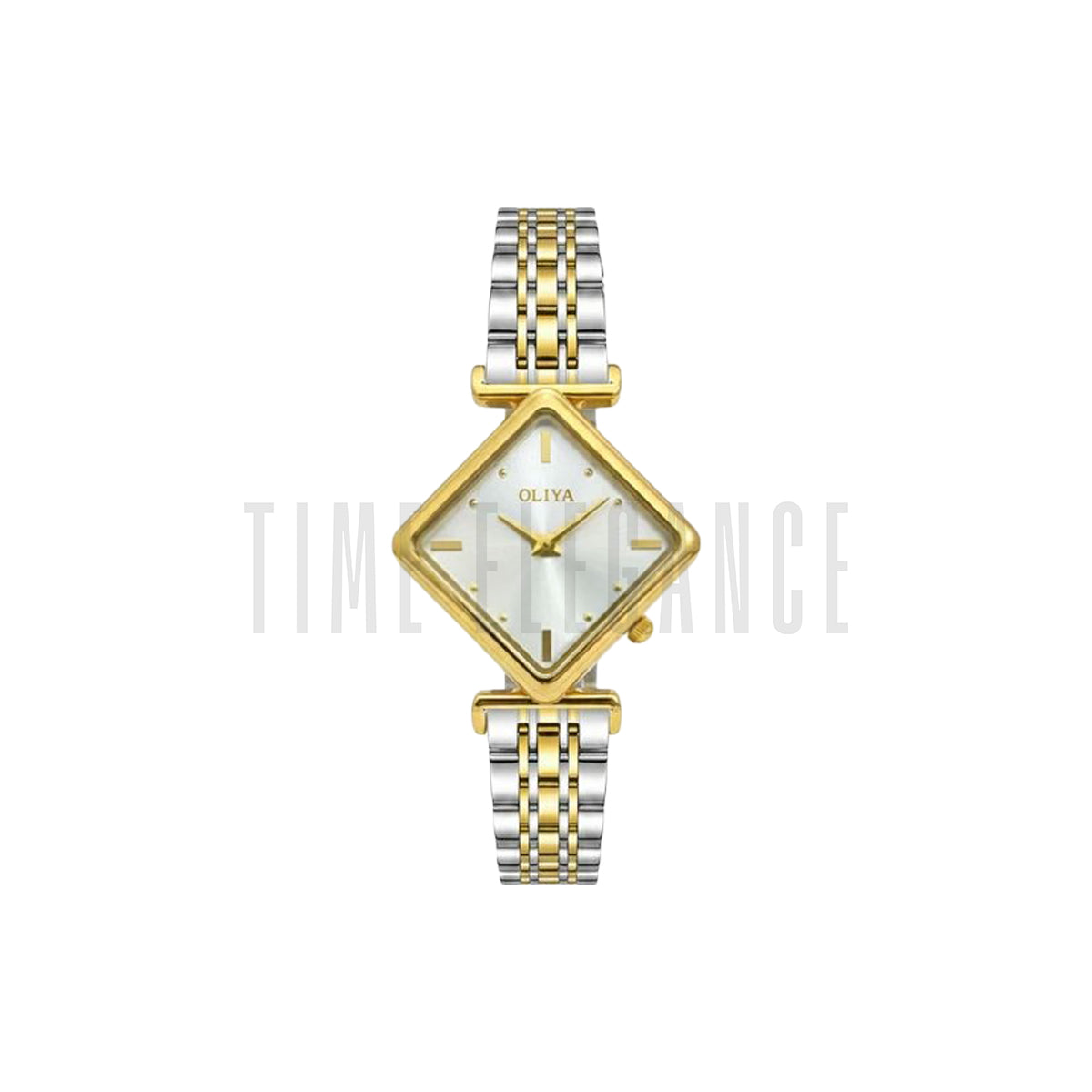 OLIYA 6819 Women’s Diamond-Shaped Gold White Dial Quartz Watch – Simple Casual Fashion Wristwatch