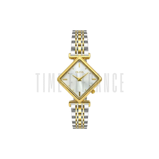 OLIYA 6819 Women’s Diamond-Shaped Gold White Dial Quartz Watch – Simple Casual Fashion Wristwatch