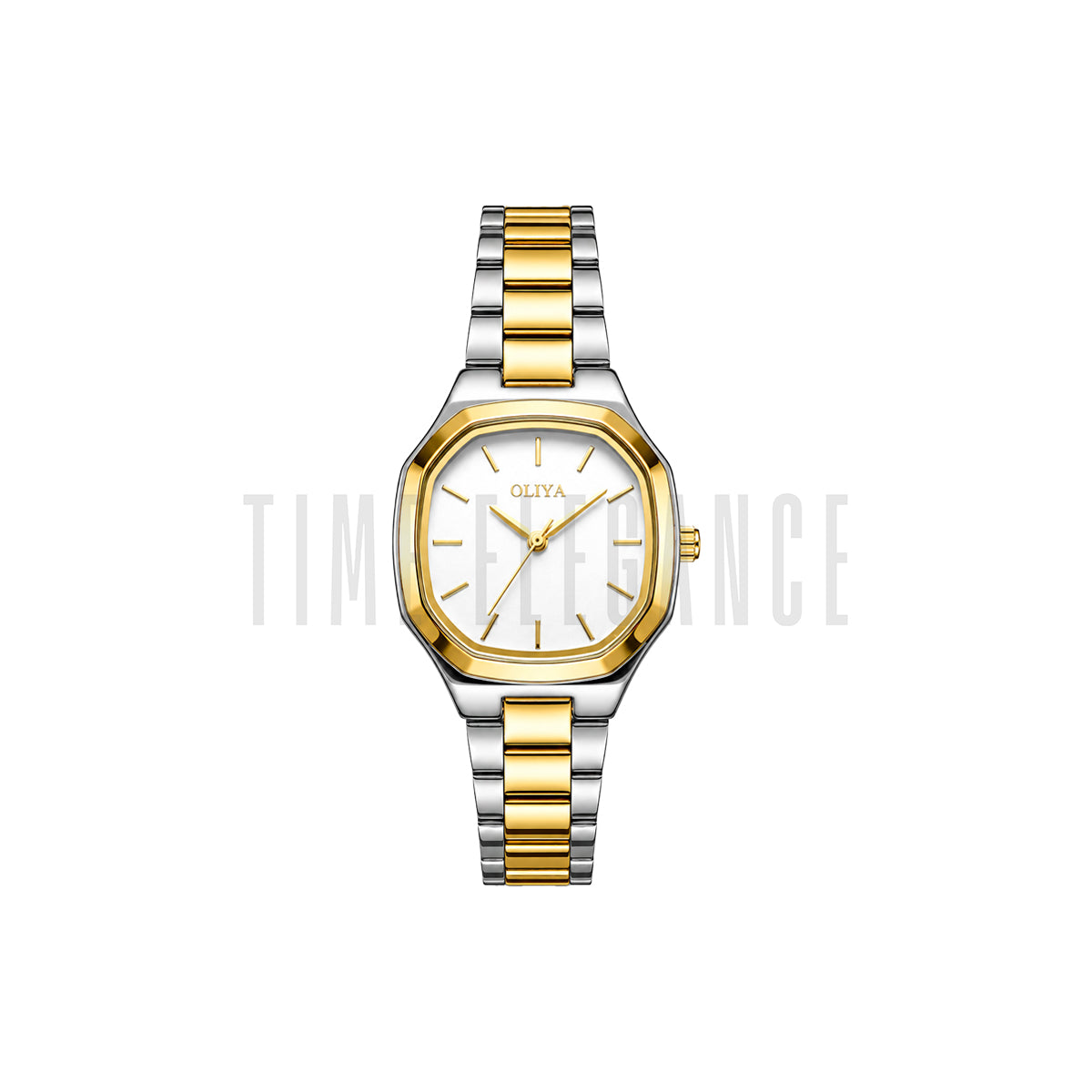 OLIYA 831  Women’s White Dial Watch – Two Tone Bracelet