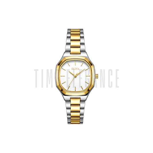OLIYA 831  Women’s White Dial Watch – Two Tone Bracelet