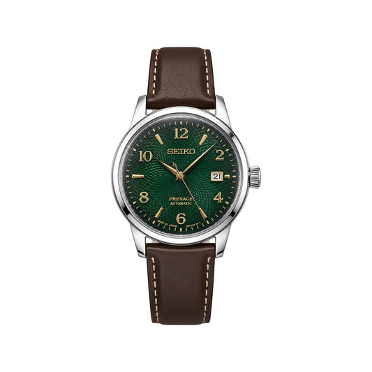 Seiko Presage Cocktail Time SRPE45J1 “Mojito” Automatic Men’s Watch – Green Dial & Brown Leather Strap