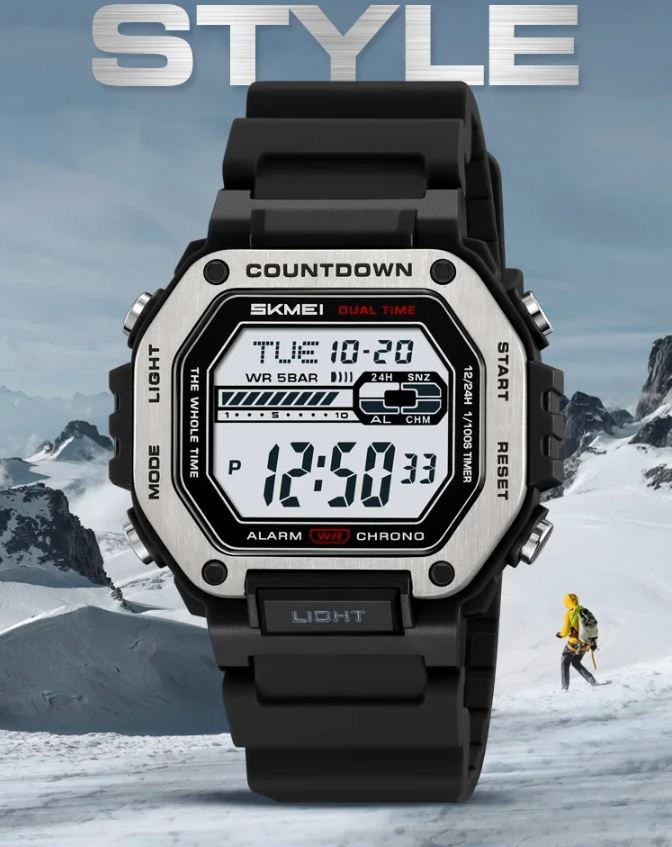 SKMEI 2522 Men’s Sport Digital Watch Black– Chrono Military Date Electronic Wristwatch