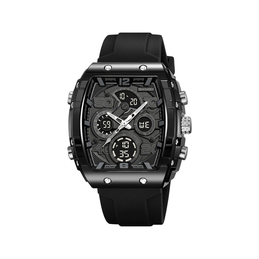 SKMEI 2603 Men’s Tonneau Digital Sports Watch Black– Chrono Waterproof LED Wristwatch