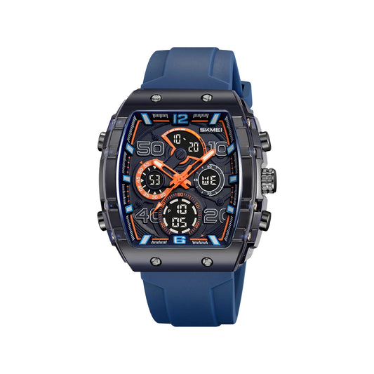 SKMEI 2603 Men’s Tonneau Digital Sports Watch Royal blue– Chrono Waterproof LED Wristwatch