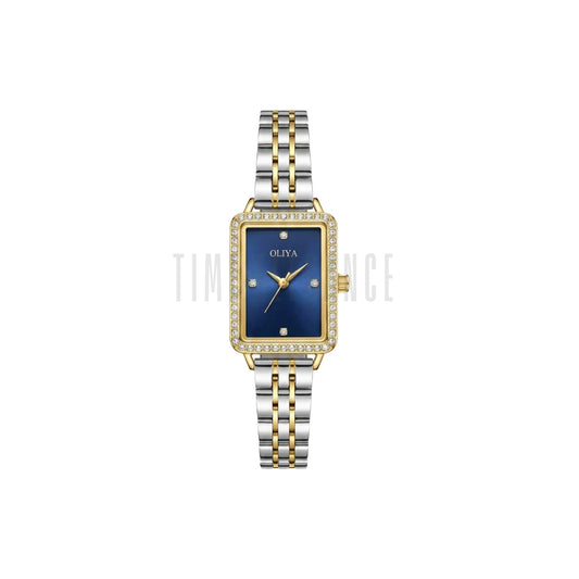 OLIYA 609 Women’s Luxury Square Quartz Watch Blue Dial – Stainless Steel Elegant Wristwatch