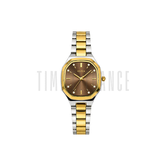 OLIYA 831 Women’s Brown Sunray Dial Watch – Two Tone Bracelet