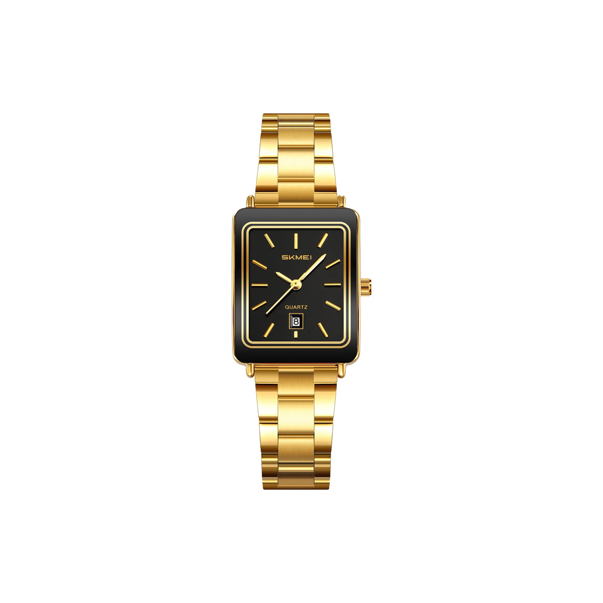 SKMEI 2566 Women’s Luxury Quartz Watch Golden Black –  Business Wristwatch with Date Display
