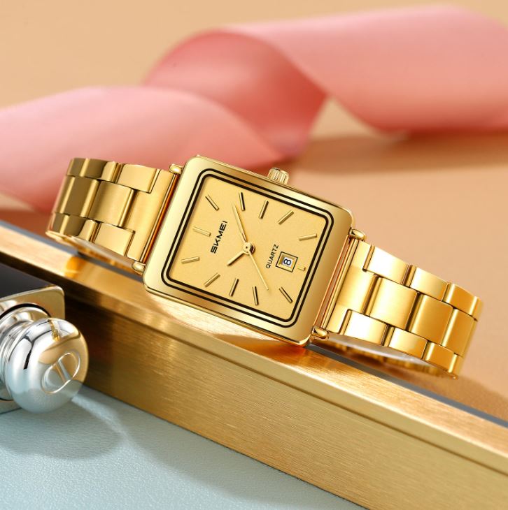 SKMEI 2566 Women’s Luxury Quartz Watch Golden –  Business Wristwatch with Date Display