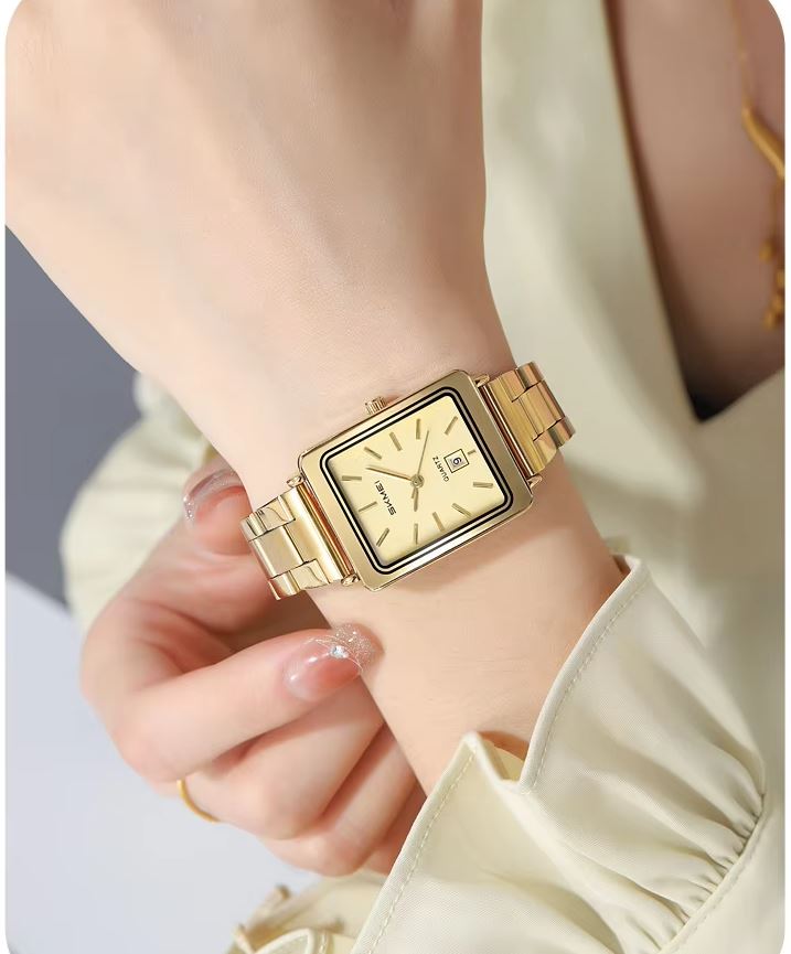 SKMEI 2566 Women’s Luxury Quartz Watch Golden –  Business Wristwatch with Date Display