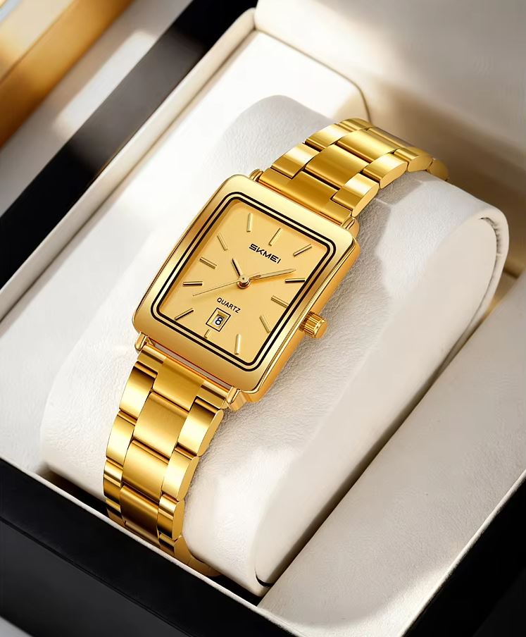 SKMEI 2566 Women’s Luxury Quartz Watch Golden –  Business Wristwatch with Date Display