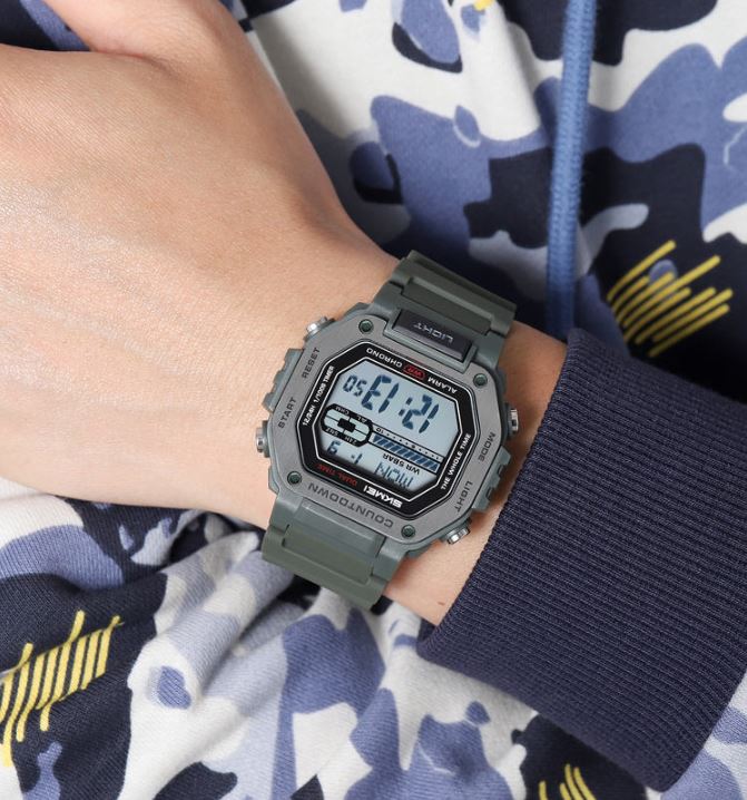 SKMEI 2522 Men’s Sport Digital Watch Army Green– Chrono Military Date Electronic Wristwatch