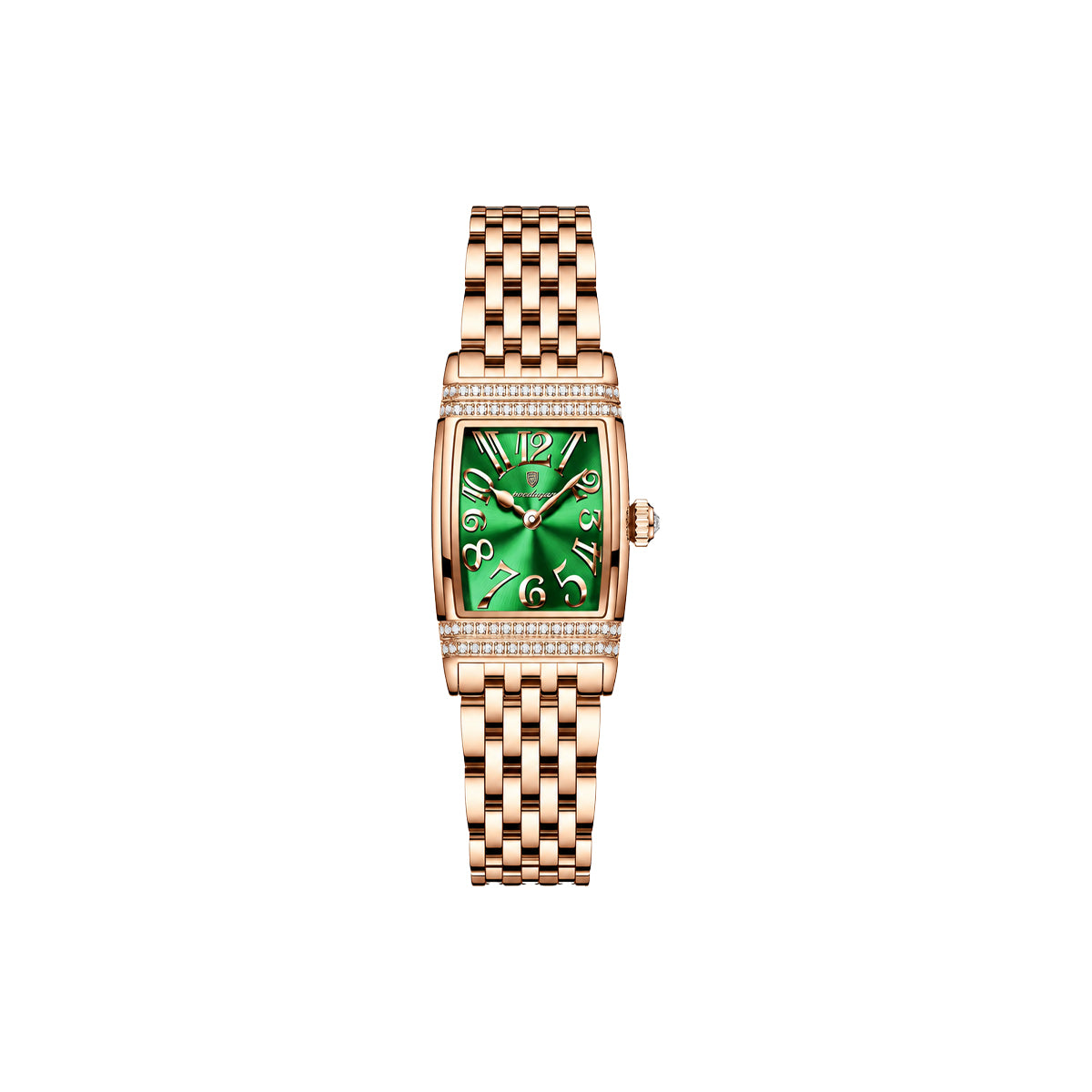 Poedagar 799 Women's Luxury Watch | Square Rose Green Design