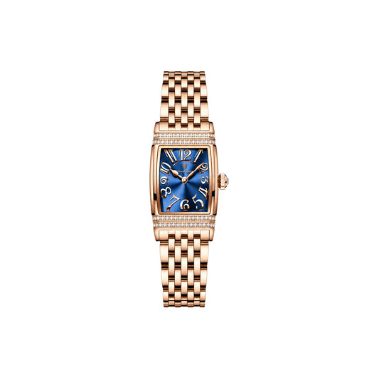 Poedagar 799 Women's Luxury Watch | Square Rose Blue Design