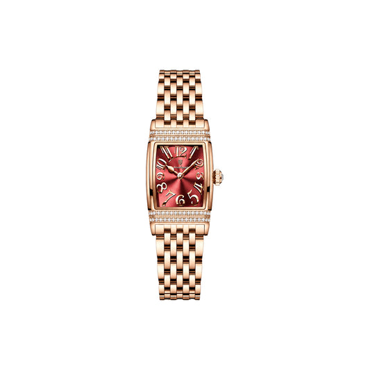 Poedagar 799 Women's Luxury Watch | Square Rose Red Design