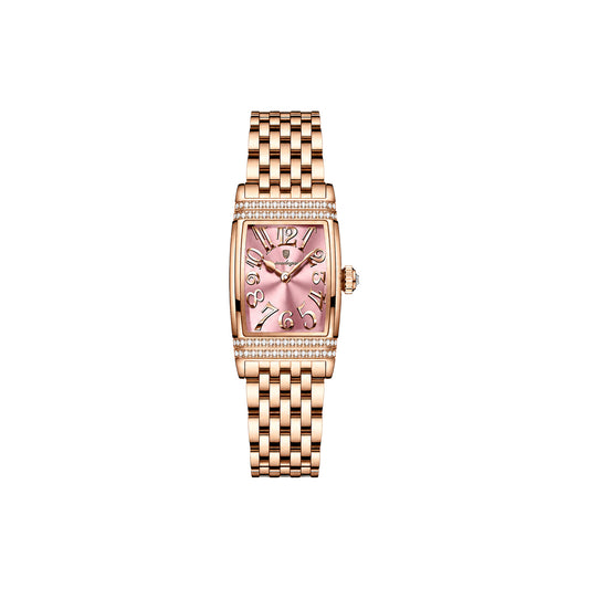 Poedagar 799 Women's Luxury Watch | Square Rose Pink Design