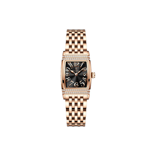 Poedagar 799 Women's Luxury Watch | Square Rose Black Design