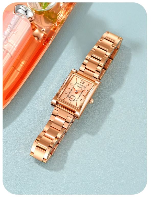 SKMEI 2570 Women’s Vintage Square Dial Quartz Watch Rose Gold – Elegant Fashion Wristwatch