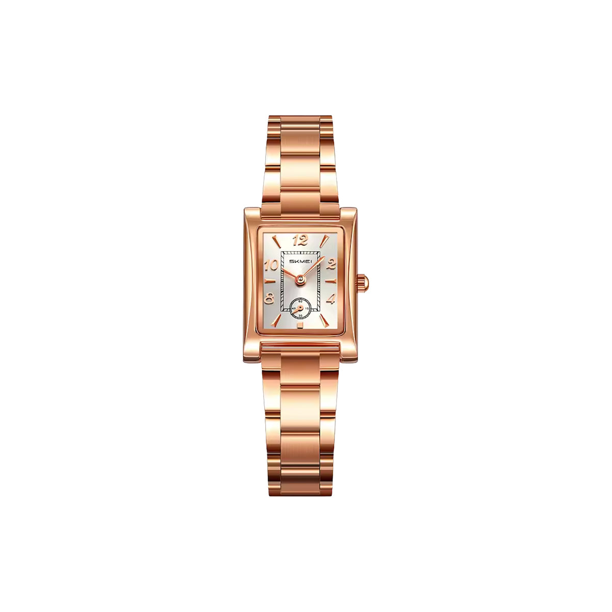 SKMEI 2570 Women’s Vintage Square Dial Quartz Watch Rose Gold White – Elegant Fashion Wristwatch