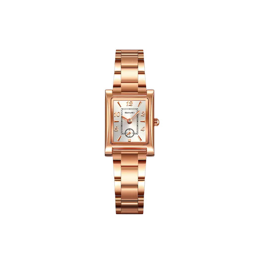 SKMEI 2570 Women’s Vintage Square Dial Quartz Watch Rose Gold White – Elegant Fashion Wristwatch